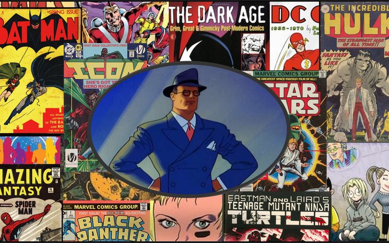 Montage of classic comic book covers